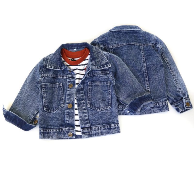 Jaket jeans anak  jaket denim anak premium (unisex) model terbaru 1-10tahun