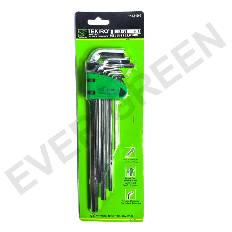 TEKIRO Kunci L Set Biasa Segi Enam Panjang 8 Pcs Tekiro