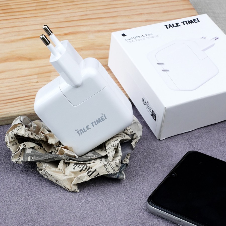 BATOK CHARGER  KEPALA CHARGER DUAL PORT USB C 35W HEAD TC TALKTIME 2USB-C 35W CHARGER 35 WATT