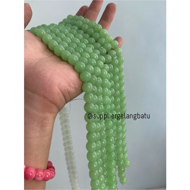 Bahan renceng GREEN CAT EYE 10mm mata kucing hijau asli TANPA JARONG