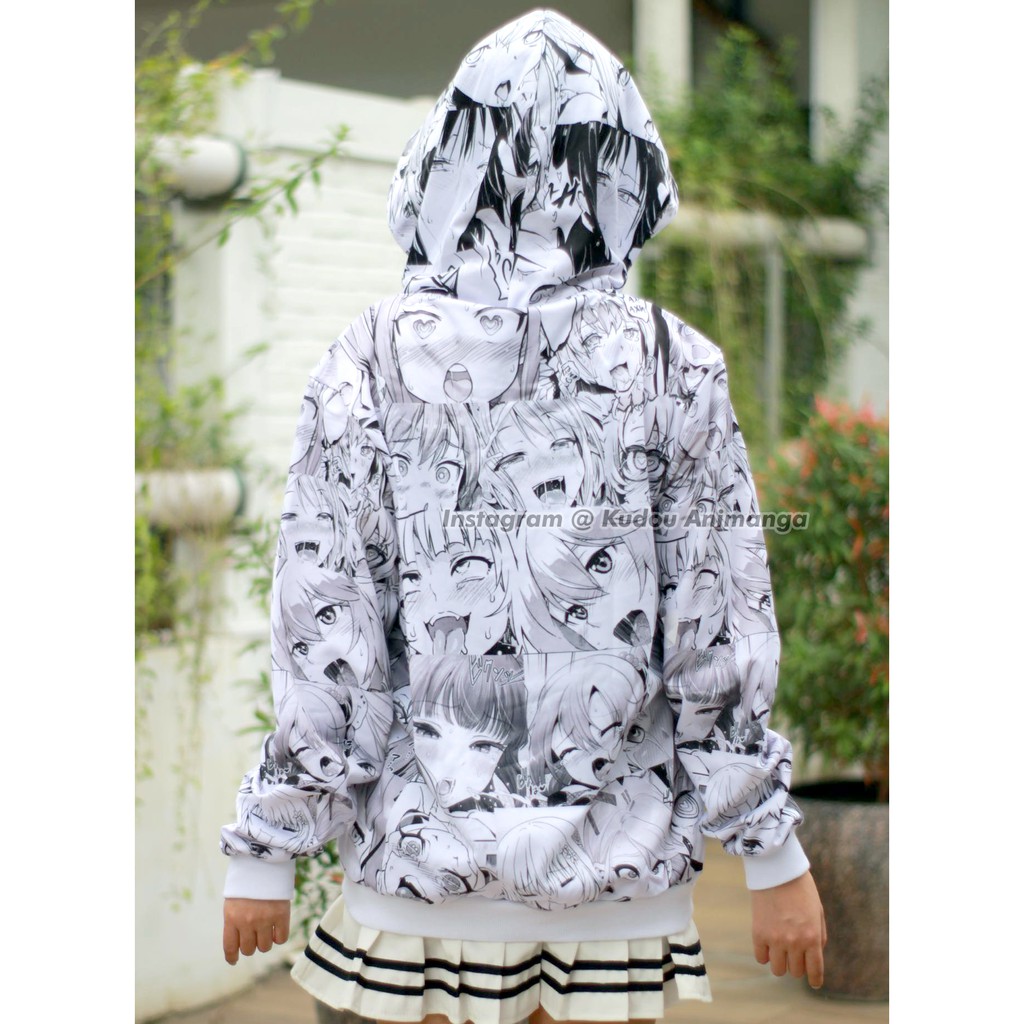 Jaket Zipper Ahegao Fullprint Nekopoi Loli Waifu White