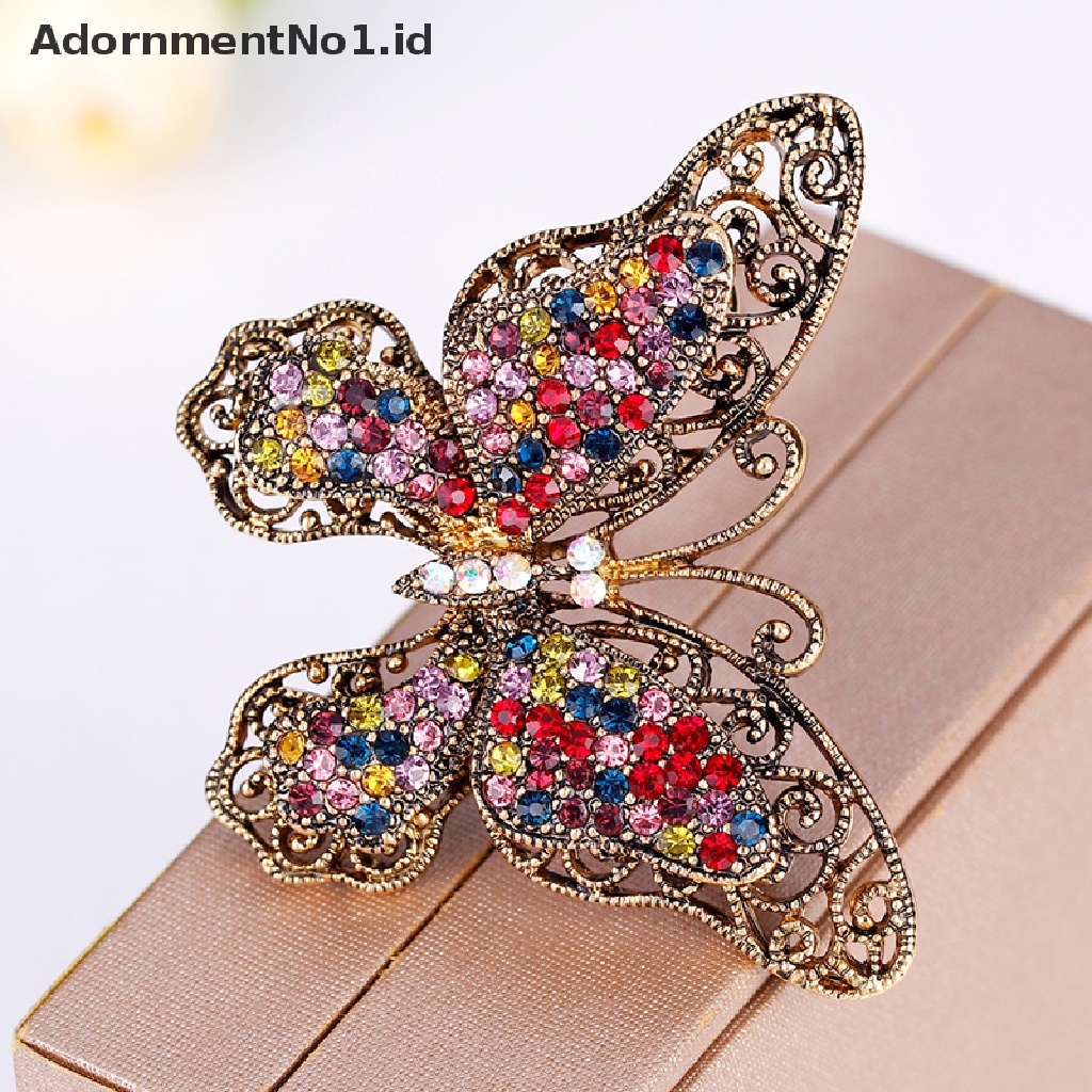 (AdornmentNo1) Bros / Pin Butterfly Kristal Mewah Untuk Aksesoris Pakaian (ID)