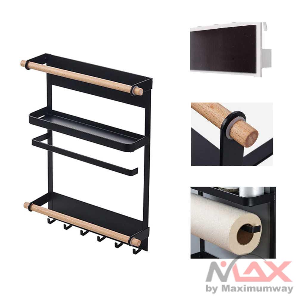 Rak Kulkas Dapur Hias BearPaw Rak Organizer Dapur Kulkas Spice Magnetic Metal Rack - G58 Warna Hitam