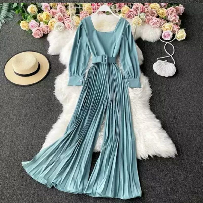 MDLV ~ 9091# Paulina Jumpsuit Import Jumpsuit Celana Kulot Panjang Fashion Import