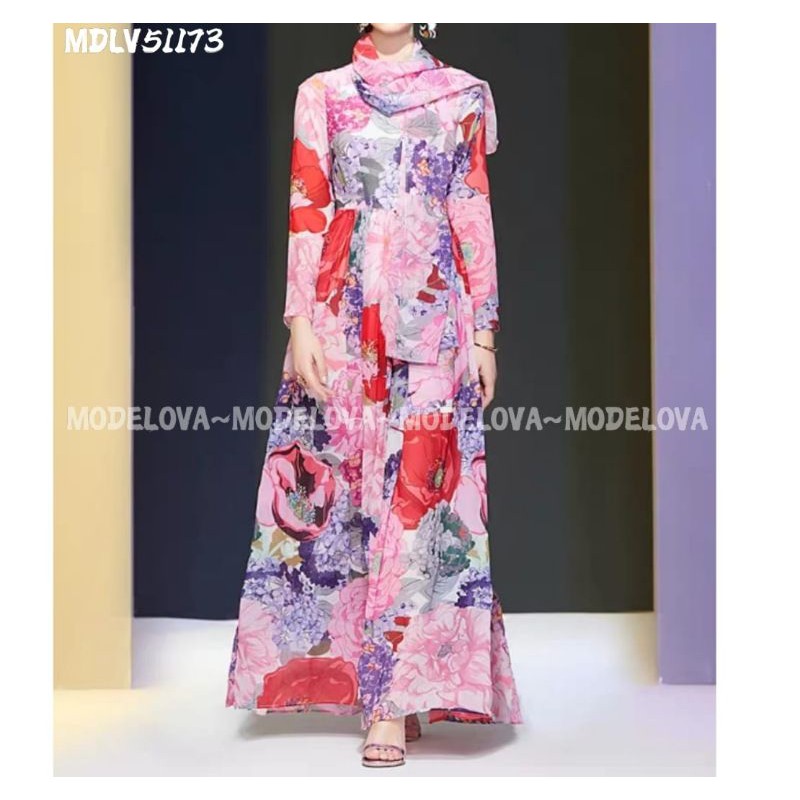 MDLV~ BM 51173 ROSES AVE MAXI FREE SYAL // GAMIS IMPORT // FASHION IMPORT WANITA