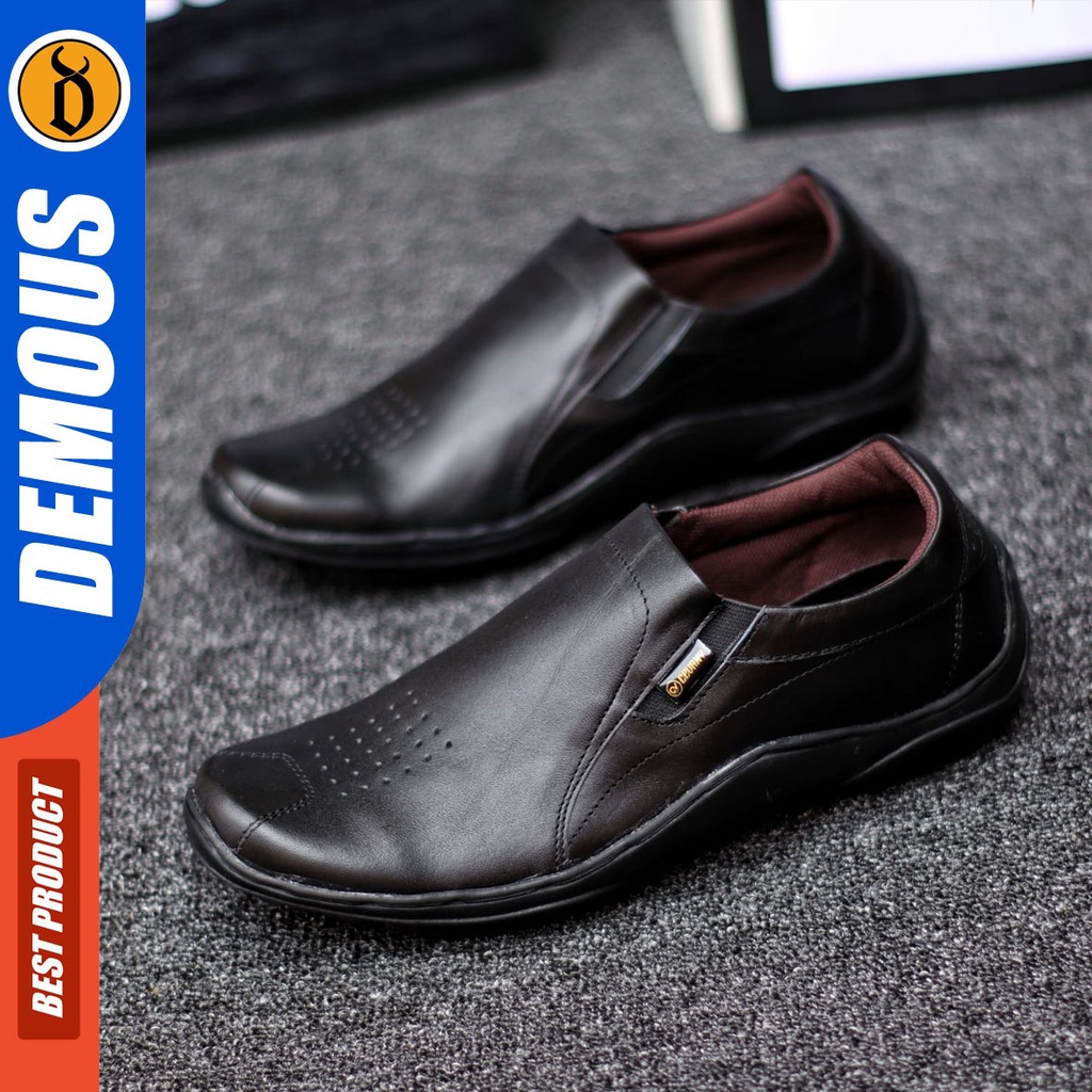 DEMOUS Corja - Sepatu Casual Pria Slip On Kulit Asli