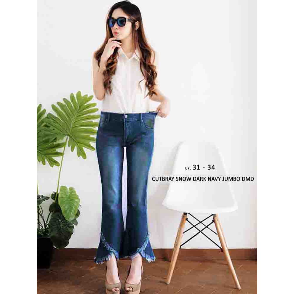 Celana Cutbray Jeans Big Size Wanita - Cutbray JUMBO KOMBINASI DMD ( uk 31-34)