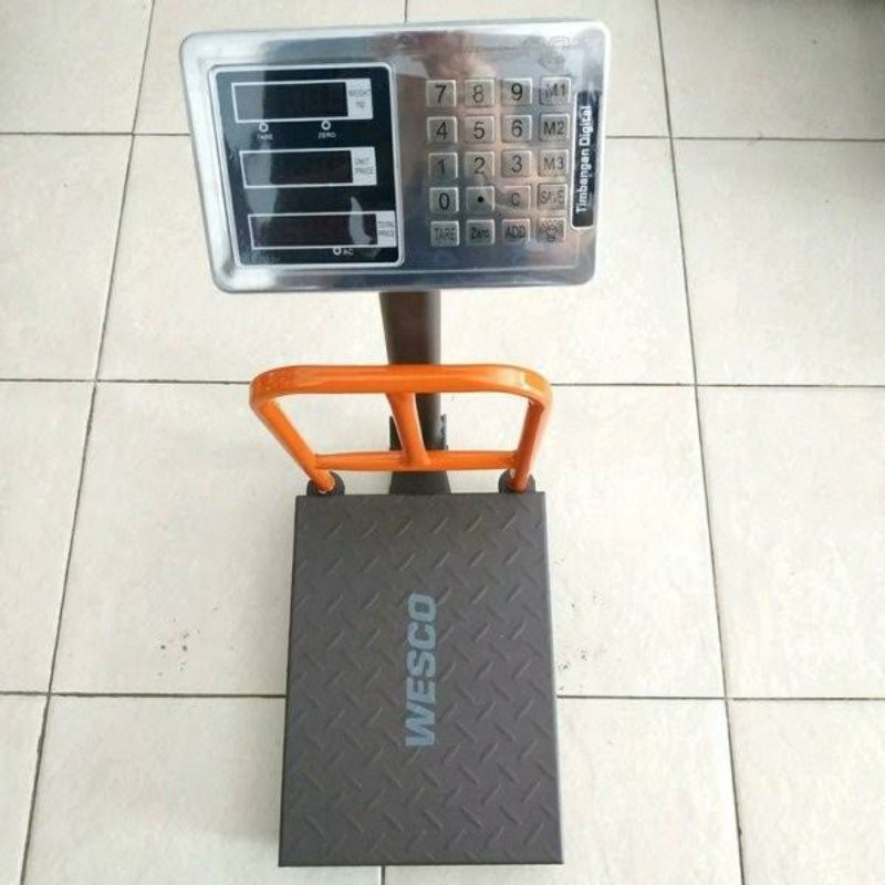 Timbangan Digital 100kg, Timbangan Lantai Elektrik Wesco, Timbangan Duduk Barang Timbangan Buah Sayu