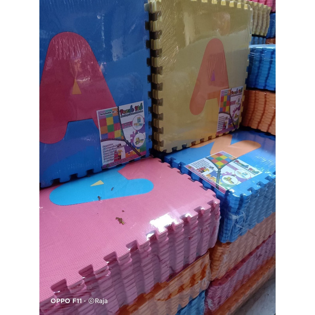 mainan anak puzzle huruf angka buah 30x30x0,8 20pc sampai 26pc