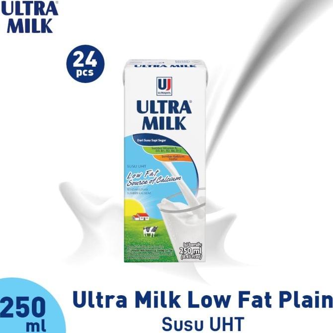 

(BISA COD) Ultra Milk Susu UHT Low Fat High Calcium Plain 24x250ml TERPERCAYA Kode 902