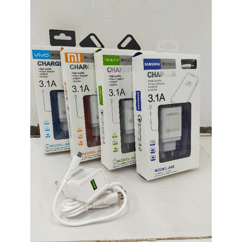 Charger Tc casan ces cas Oppo Vivo Xiaomi Samsung branded high quality (3.1A Branded)