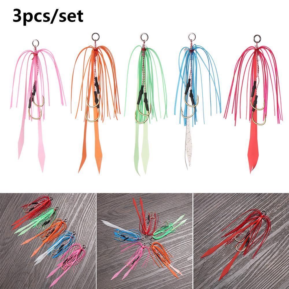 TOP 3pcs /set Rok Silikon Kawat Tahan Lama Kait Pancing Ganda SpinnerBait Manusia Hidup Bahan Karet