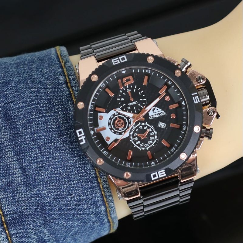 Jam tangan pria/New Quick silver premium,Strap stainless steel back,Tanggal aktif