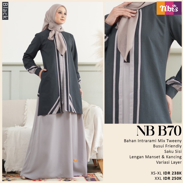 DRESS GAMIS NIBRAS NB B70 FASHION BUSUI MUSLIM WANITA FASHION MUSLIM MUSLIM CASUAL NIBRAS GAMIS NIBR