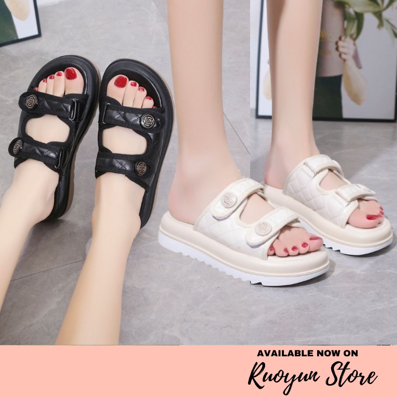 RYX - Fluffy Cassie Sandal Slip-On Wanita Fashion Casual / Jalan Jalan - Ori Import