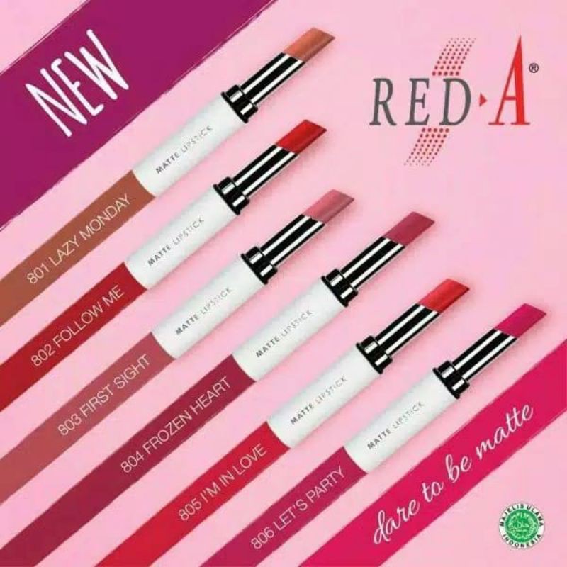 ❤️GROSIR❤️Red-a Matte Lipstick [Free gift cantik min.3pcs]