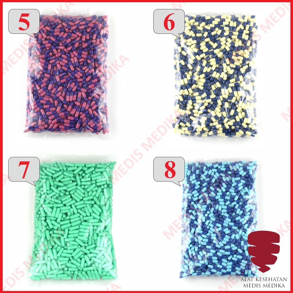 Cangkang Kapsul Kosong No 0 Isi 1000 Pcs Kulit Kapsul Warna-Warni