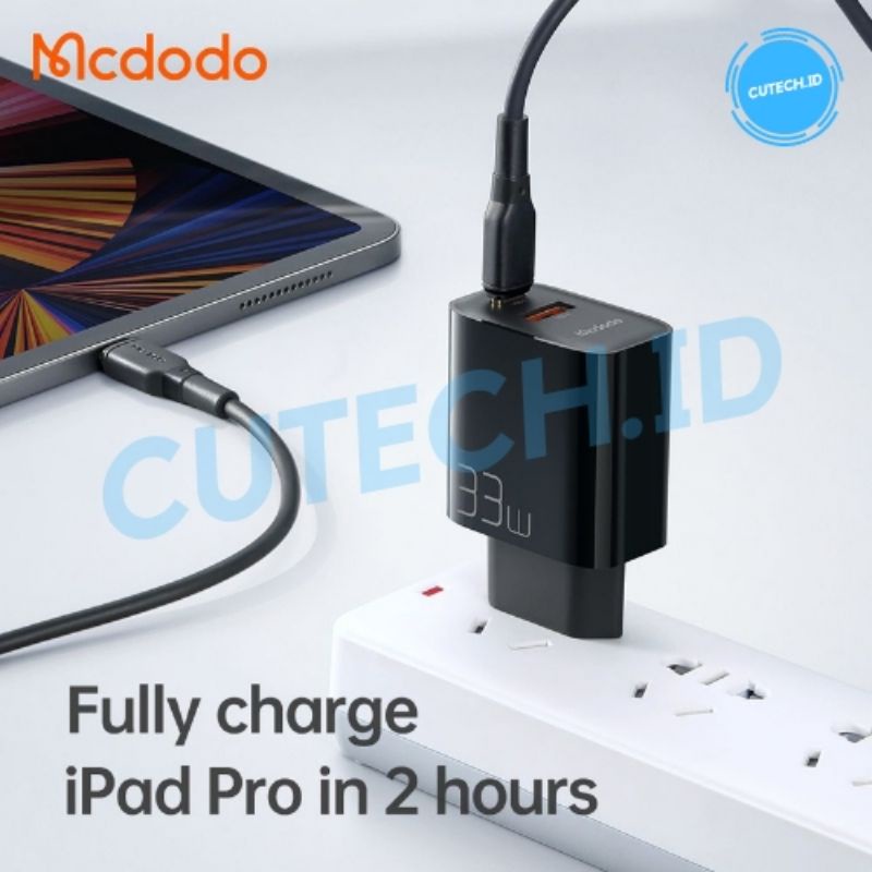 MCDODO ADAPTOR CHARGER 33W USB + TYPE C DUAL OUTPUT VOOC FAST CHARGE POWER DELIVERY