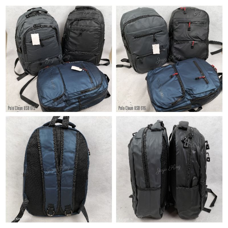 Ransel Waterproof Polo Clean Bahan Micro Tas Sekolah Kerja Pria Wanita Anti Air