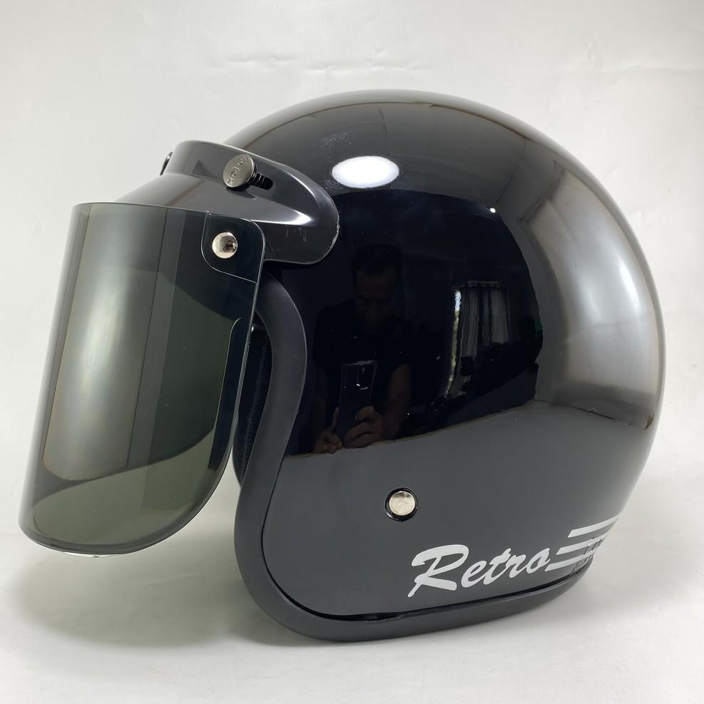 Helm Bogo Dewasa Polos Pria Wanita Motor SNI Kaca Datar HITAM GLOSS 9G6