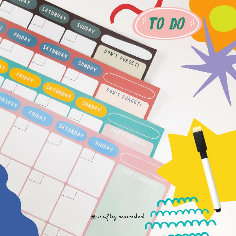 Wall Planner Daily Scheduler / Monthly Planner / Weekly Planner + Erasable Marker