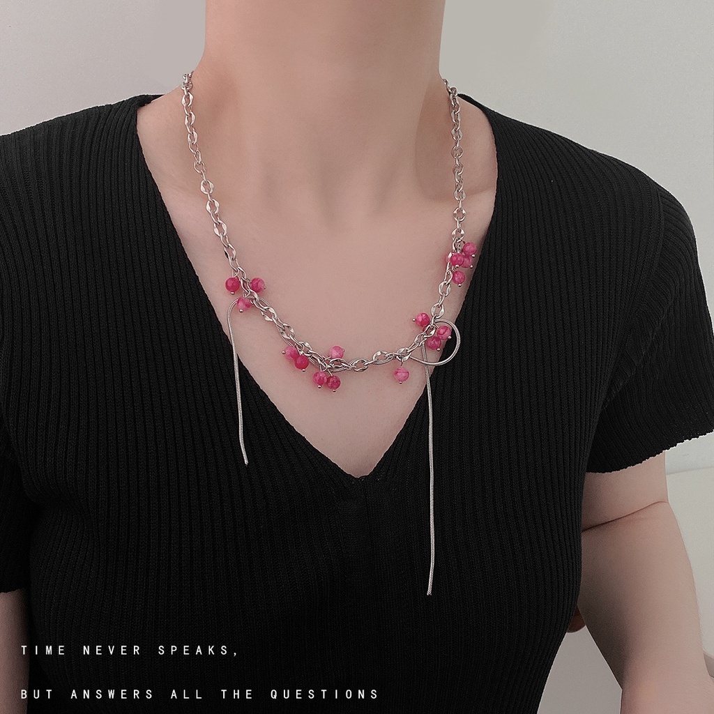 Buah musim panas prickly pear kalung wanita in niche desain rumbai kalung hip hop angin gradien warn