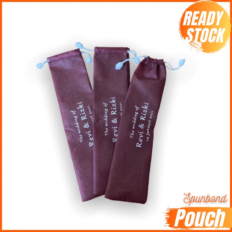 POUCH STRAW STAINLESS | Souvenir Pernikahan Pouch Sendok Garpu | Tas serut serba guna | FS 6.26