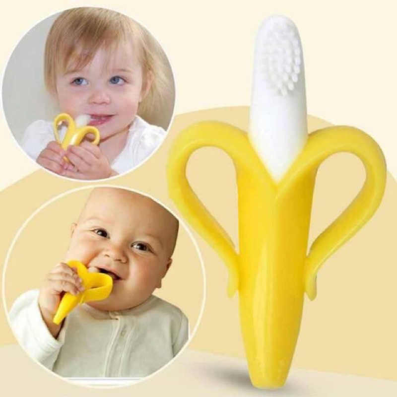 Banana Giraffe Teether &amp; Toothbrush - Mainan Gigitan Bayi Sikat Gigi Bayi Pisang Jerapah Sensorik Bayi