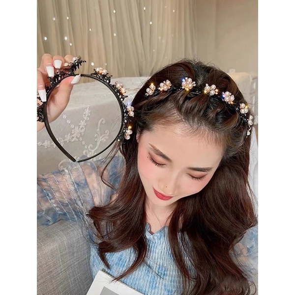 Bando Pita rambut mutiara akrilik Korea