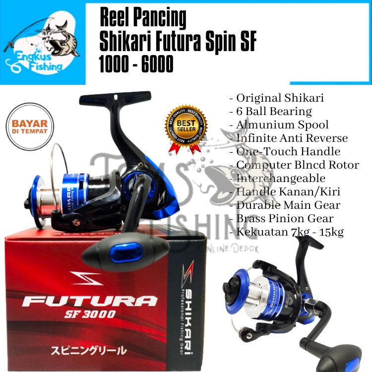 Reel Pancing Shikari Futura Spin SF 1000 - 6000 (6 Bearing) Murah Berkualitas - Engkus Fishing