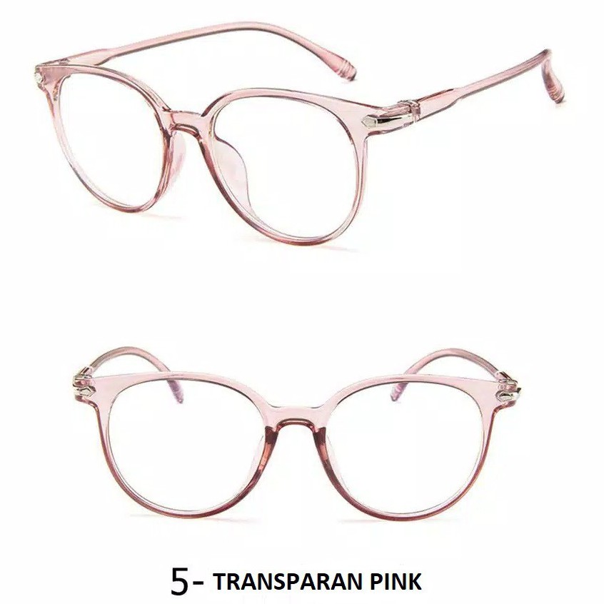 SMS Kacamata Anti Radiasi 15959 Kaca Mata Pria Wanita Frame Sunglasses Lensa Transparan Import-TRANS PINK