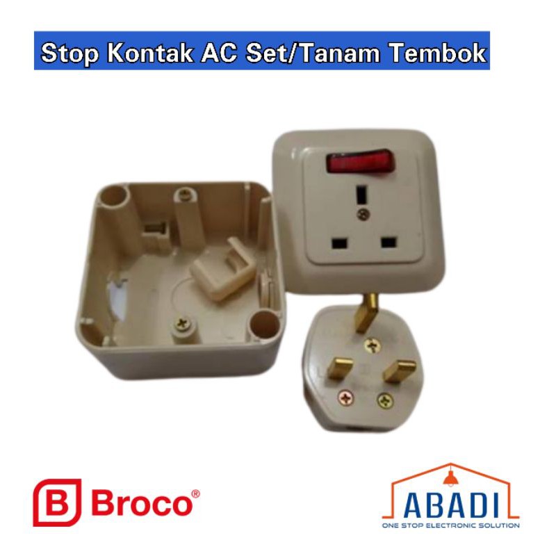 Broco Stop Kontak AC Set | Stop Kontak AC Lengkap Switch OB | Stop Kontak AC Set Komplit + Mangkok