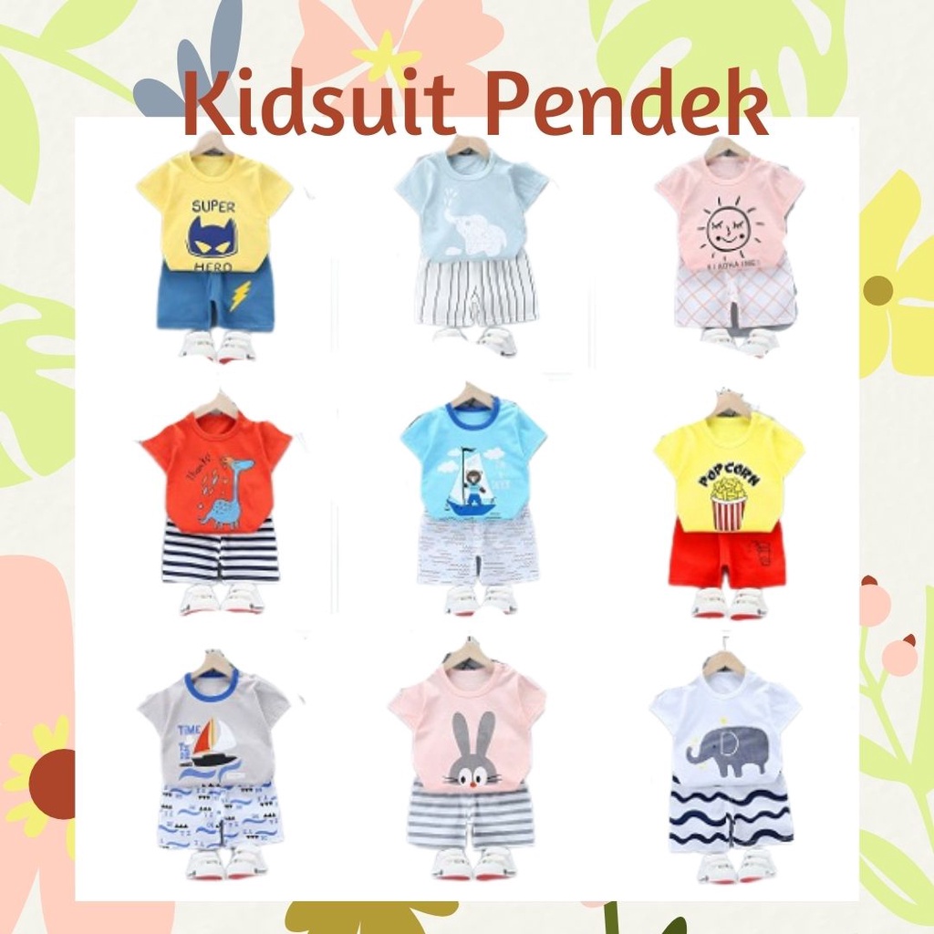 plazababyku KIDS SUIT PENDEK Setelan Anak Bahan Kaos Lengan +Celana Berkualitas Import 0-3 Tahun ebv