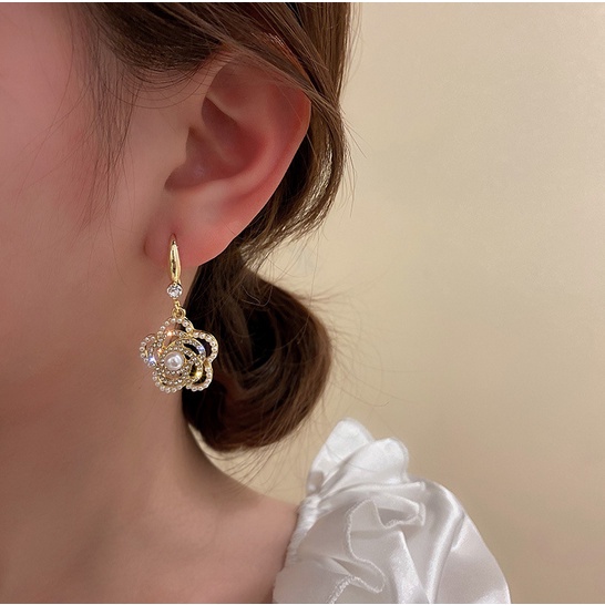 ANTING GIWANG KOREA PEREMPUAN DEWASA MODEL BUNGA MUTIARA MANIK KRISTAL WANITA AKSESORIS ANT91