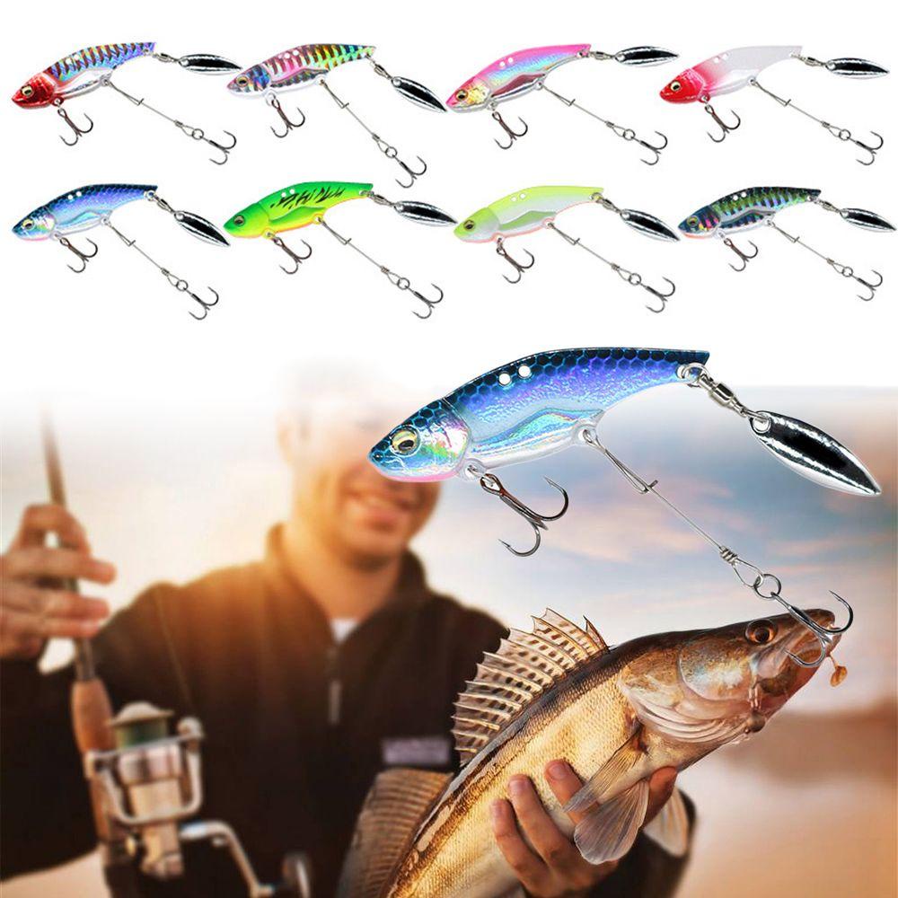 Preva11/15g Umpan Metal VIB Rotating Spoon Fishing Tackle Kait Panjang