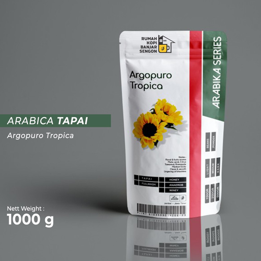 

KOPI ARABICA ARGOPURO TAPAI 1000 GRAM COFFEE RKB JEMBER 1 KG