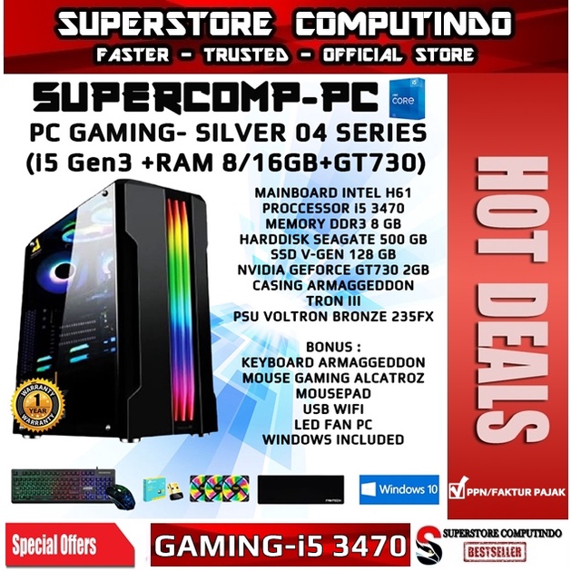 PC Rakitan Gaming Core i5-RAM 8/16GB-SILVER 04 Series-Siap Pakai