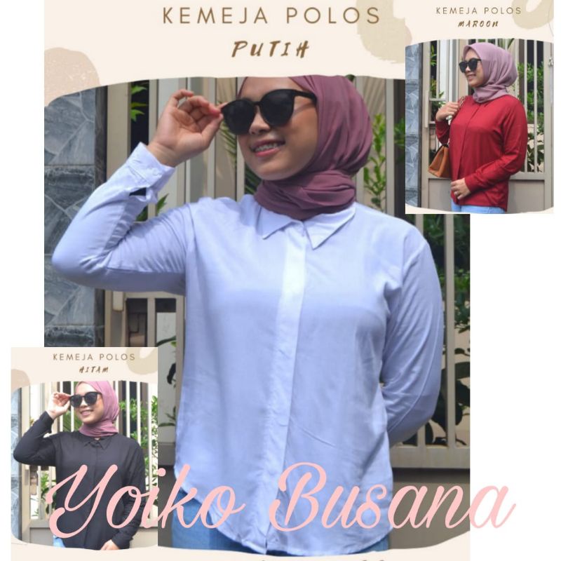 Kemeja polos baju kemeja wanita bahan katun rayon