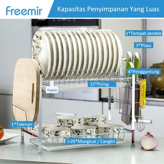 Freemir rak  pencuci piring  besi  stainless  dua susun drain 