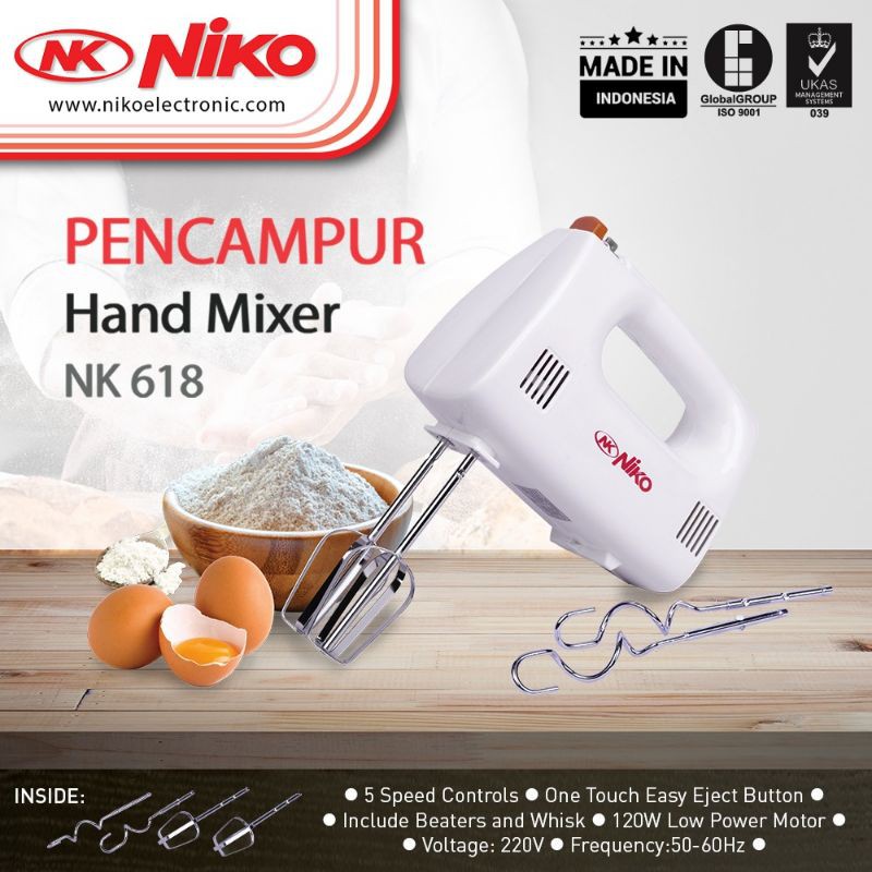 Niko Hand Mixer 5 Speed / Pencampur Adonan Tangan NK-618