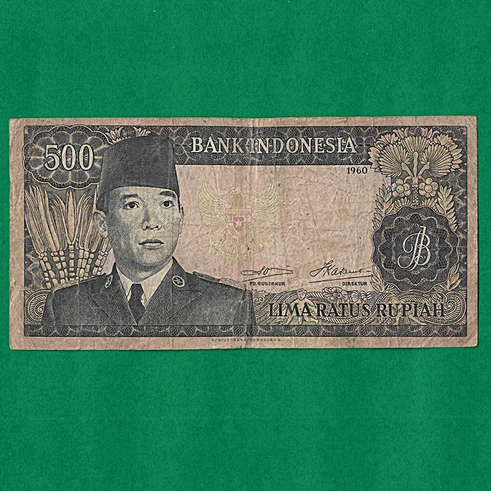 Uk306 UANG KUNO ASLI 500 RUPIAH SERI SOEKARNO/SUKARNO TAHUN 1960 KOLEKSI UANG LAMA KERTAS INDONESIA