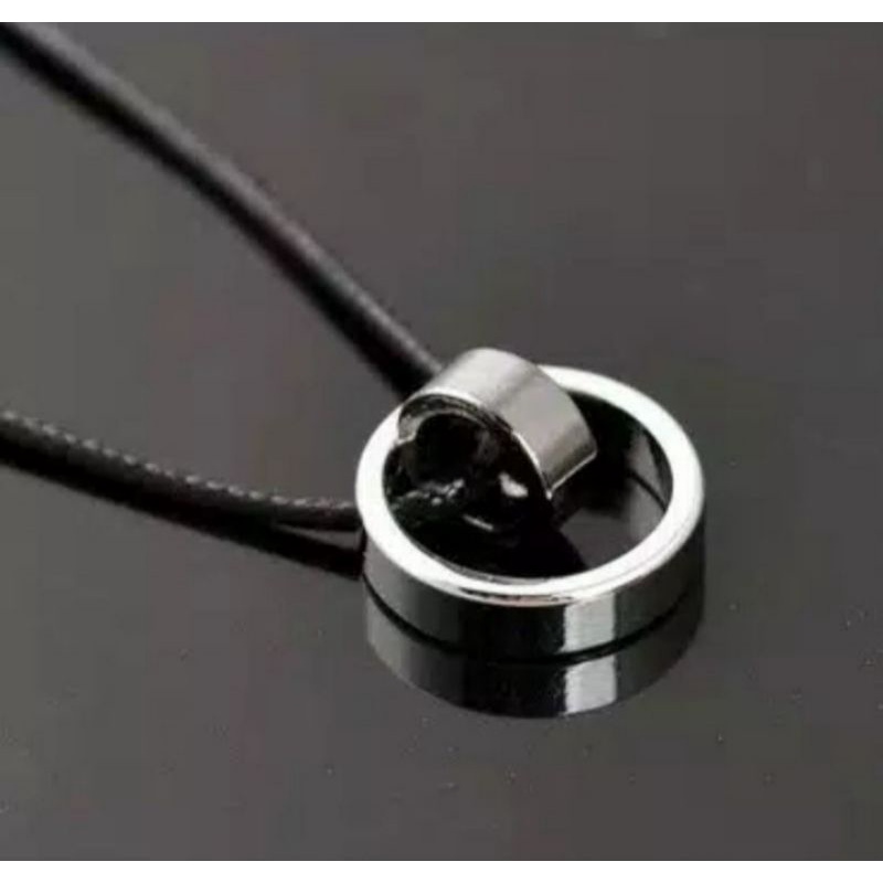 kalung tali hitam bandul cincin ring custom stainless