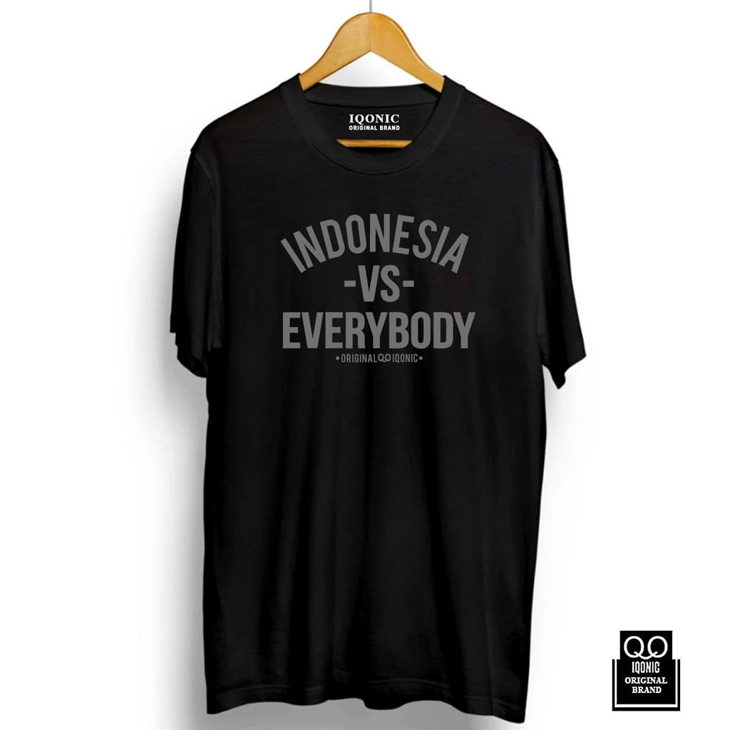 Kaos Distro Men &amp; Women INDONESIA VS EVERYBODY Text Abu Abu - Original Premium Quality 100% C