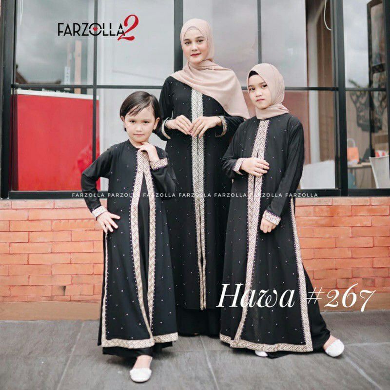 Abaya Gamis Sepasang Couple Ibu Dan Anak Dubai Renda Uler Busana Muslimah Baju Terbaru Best Seller