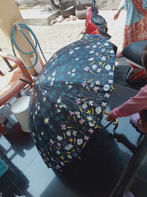 Payung Lipat 2 Satin Motif Bunga Cute (free Bubble Wrap)
