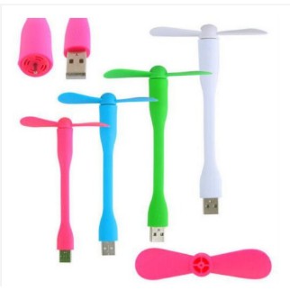 Kipas Angin Mini Portable Flexible Dengan 2 Balingbaling Dan Port USB Mini Fan