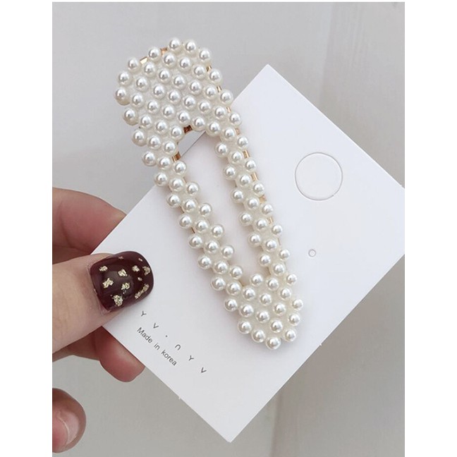 LRC Jepit Rambut Fashion White Pearl Clip F38762