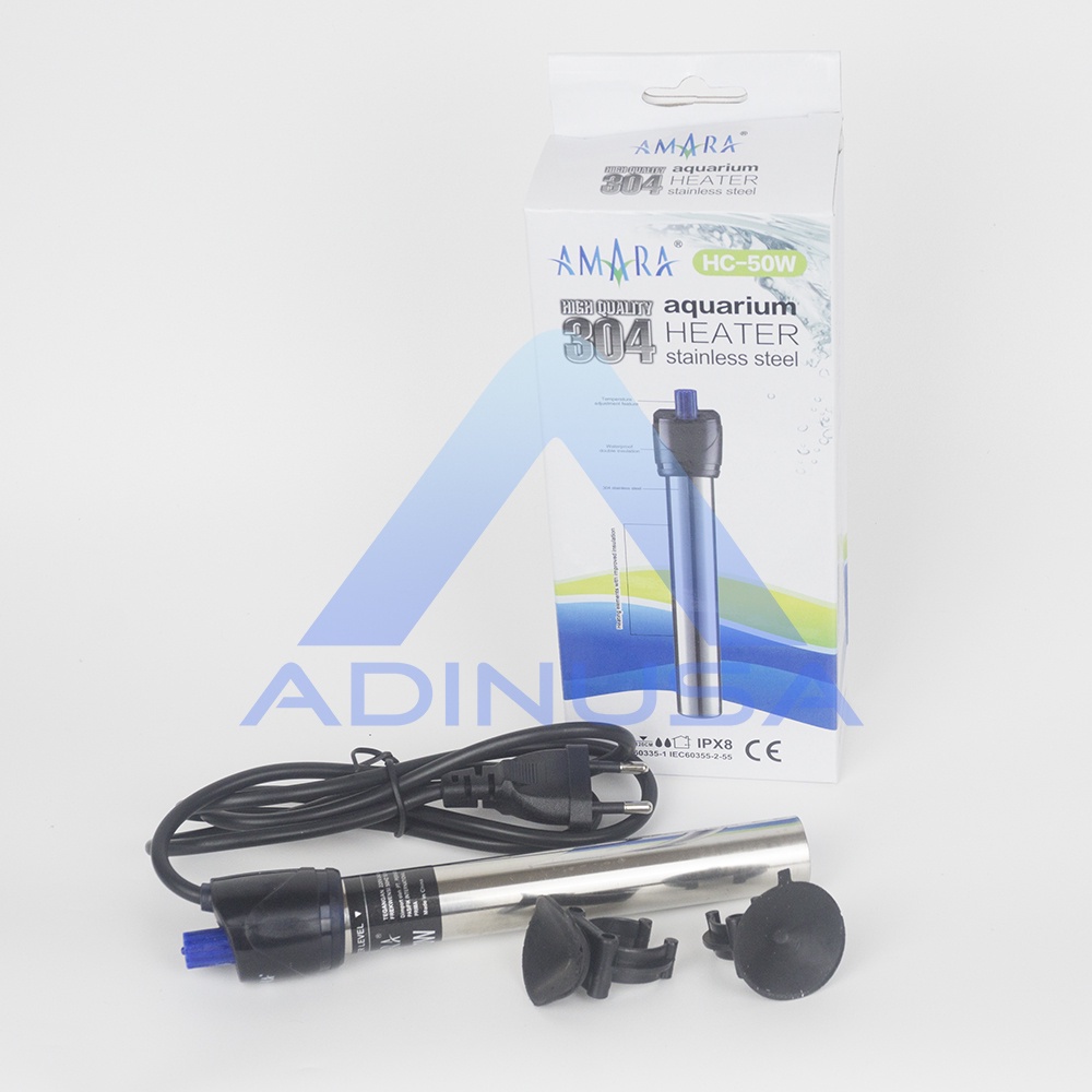 HEATER STAINLESS AMARA 50 WATT SETINGKAT SOBO AQUARIUM