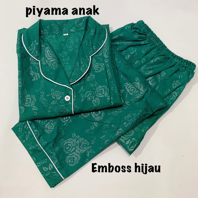 Piyama EMBOSS HIJAU bisa couple mom kids and family