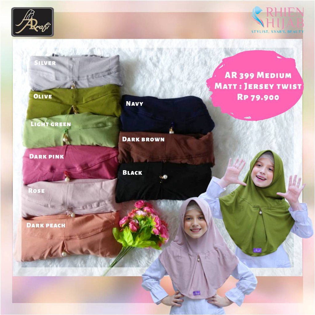 Hijab Arrafi : AR 399 medium Hijab anak Hijab instan Hijab terbaru Jilbab remaja jilbab kids jilbab 